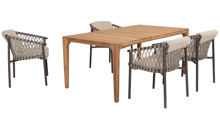4so Allora 5-delige dining set rechthoek teak - afbeelding 1