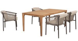 4so Allora 5-delige dining set rechthoek teak - afbeelding 1