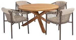 4so Allora 5-delige dining set rond teak
