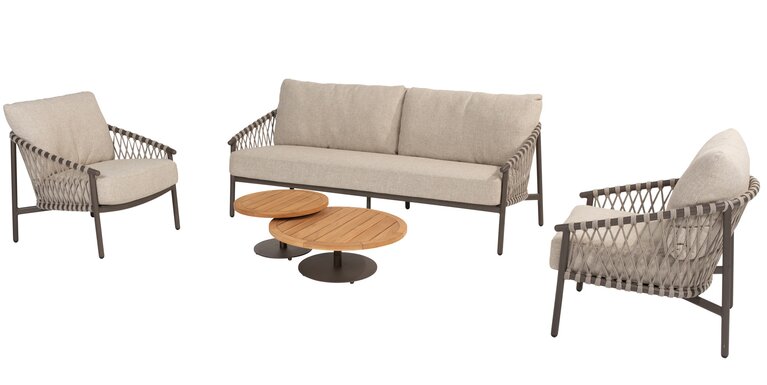 4so Allora 5-delige sofa loungeset teak rope - frame terra