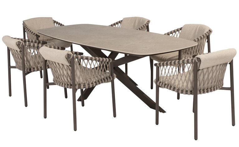 4so Allora 7-delige dining set dining - Prado barrel table