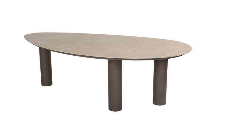  4so Arizona  dining tuintafel pebble 240x120cm teak organisch ceramic