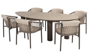  4so Arizona  dining tuintafel pebble 240x120cm teak organisch ceramic - afbeelding 6