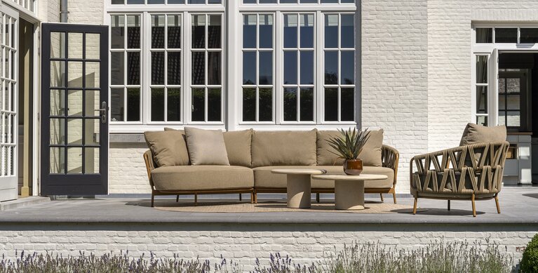 4so Biarritz 2-delige loungeset incl Sofie coffeetable rope - frame amber - afbeelding 7