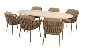 4so Biarritz 7-delige dining set ovaal Hampton rope - frame amber - afbeelding 2