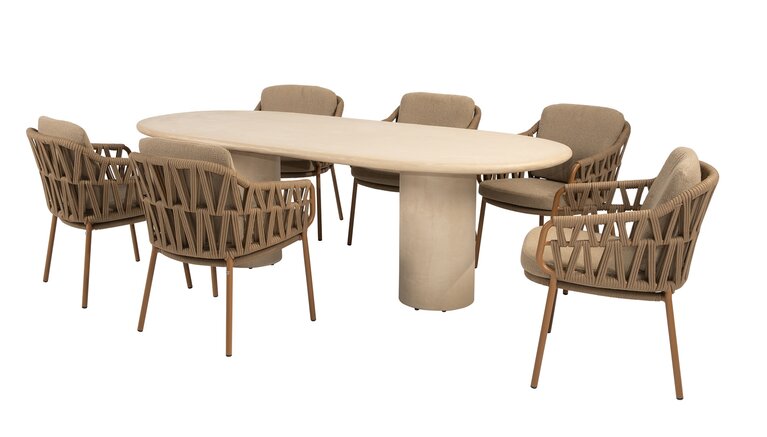 4so Biarritz 7-delige dining set ovaal Hampton rope - frame amber - afbeelding 1