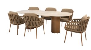 4so Biarritz 7-delige dining set ovaal rope - frame amber - afbeelding 1