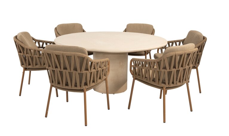4so Biarritz 7-delige dining set rond rope - frame amber - afbeelding 1
