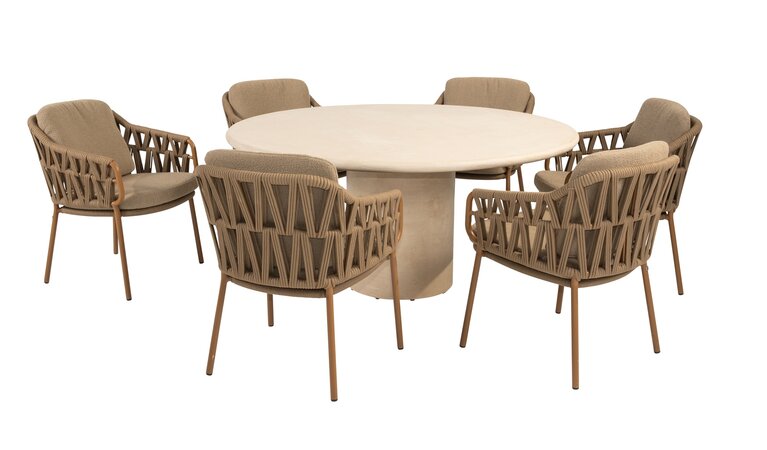 4so Biarritz 7-delige dining set rond rope - frame amber - afbeelding 2