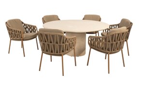 4so Biarritz 7-delige dining set rond rope - frame amber - afbeelding 2
