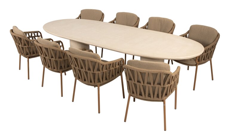 4so Biarritz 9-delige dining set ovaal Hampton rope - frame amber - afbeelding 2