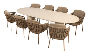 4so Biarritz 9-delige dining set ovaal Hampton rope - frame amber - afbeelding 2