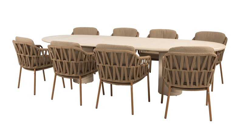4so Biarritz 9-delige dining set ovaal Hampton rope - frame amber - afbeelding 1