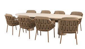 4so Biarritz 9-delige dining set ovaal Hampton rope - frame amber - afbeelding 1