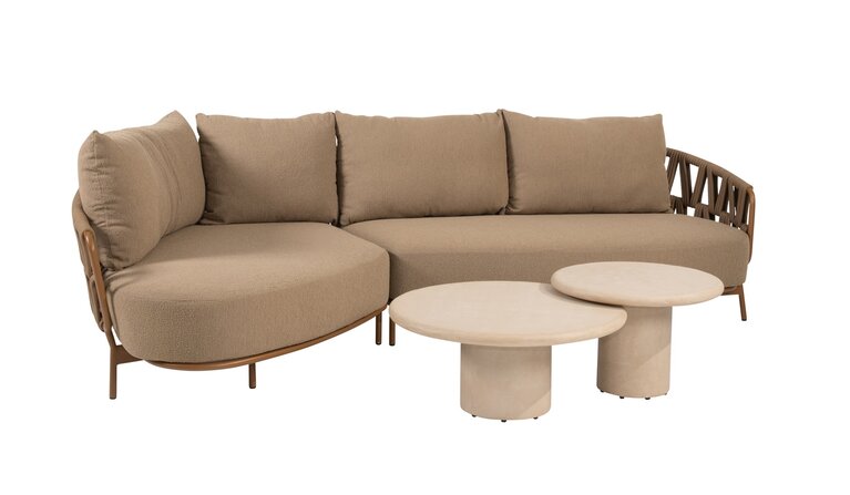 4so Biarritz loungeset incl Hampton coffeetables rope - frame amber - afbeelding 1
