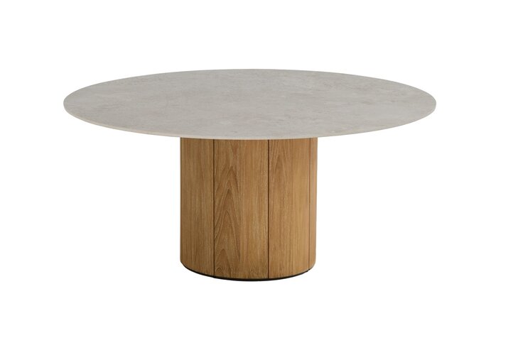 4so Bosco low dining tafel rond 160cm keramiek - teakhout - afbeelding 1