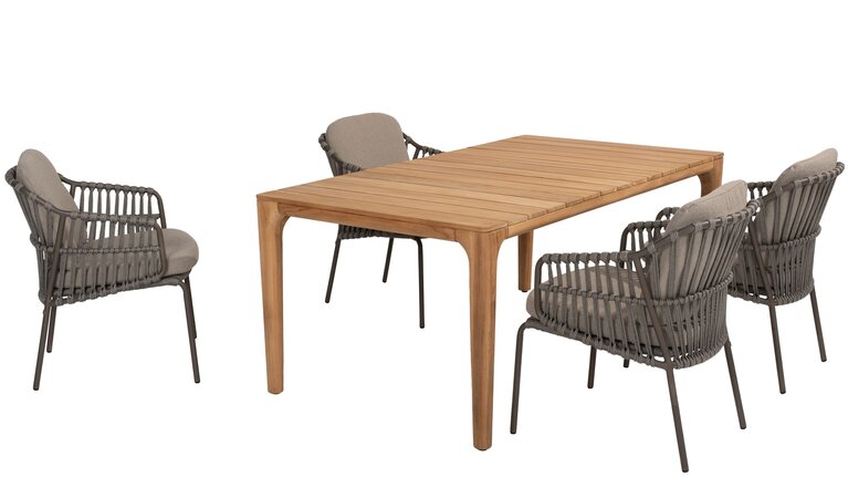 4so Capalbio  5-delige dining set teak rope - frame terre