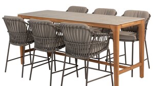 4so Capalbio  7-delige counter set chair high dining rope - frame terre op=op - afbeelding 1