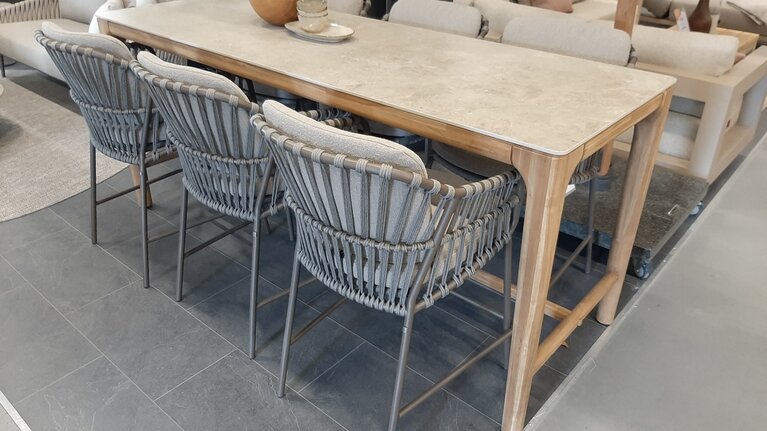 4so Capalbio  7-delige counter set chair high dining rope - frame terre op=op