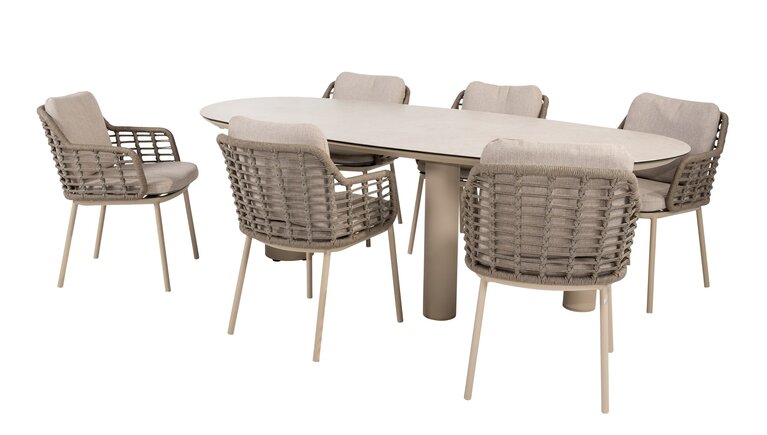 4so Denia dining tuintafel 240x110cm mango shape ceramic printed latte - afbeelding 2