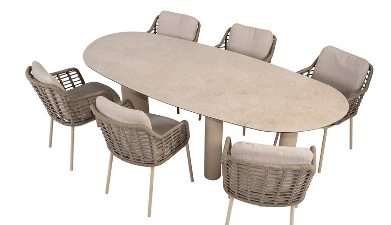 4so Denia dining tuintafel 240x110cm mango shape ceramic printed latte - afbeelding 3