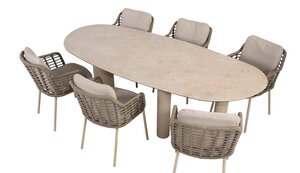 4so Denia dining tuintafel 240x110cm mango shape ceramic printed latte - afbeelding 3