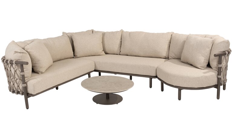4so Ezra hoekloungebank - loungeset 4dlg incl coffeetable keramiek rope - frame terre - afbeelding 1