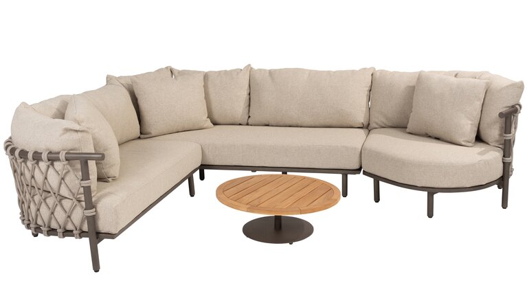 4so Ezra hoekloungebank - loungeset 4dlg incl coffeetable teak rope - frame terre - afbeelding 1
