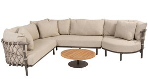 4so Ezra hoekloungebank - loungeset 4dlg incl coffeetable teak rope - frame terre - afbeelding 1