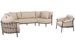 4so Ezra hoekloungebank - loungeset 4dlg incl coffeetable teak rope - frame terre - afbeelding 3