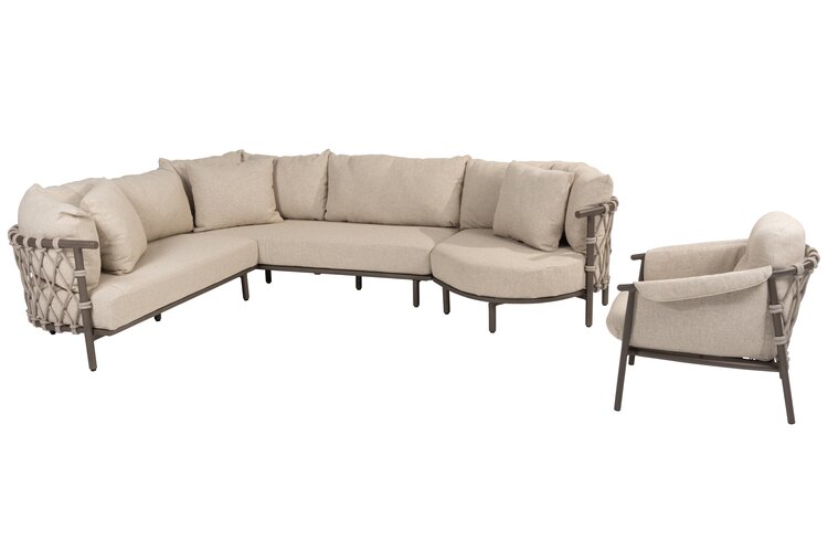4so Ezra hoekloungebank - loungeset 4dlg incl loungechair rope - frame terre