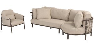 4so Ezra loungebank - loungeset 3dlg incl Volta coffeetable rope - frame terre - afbeelding 3