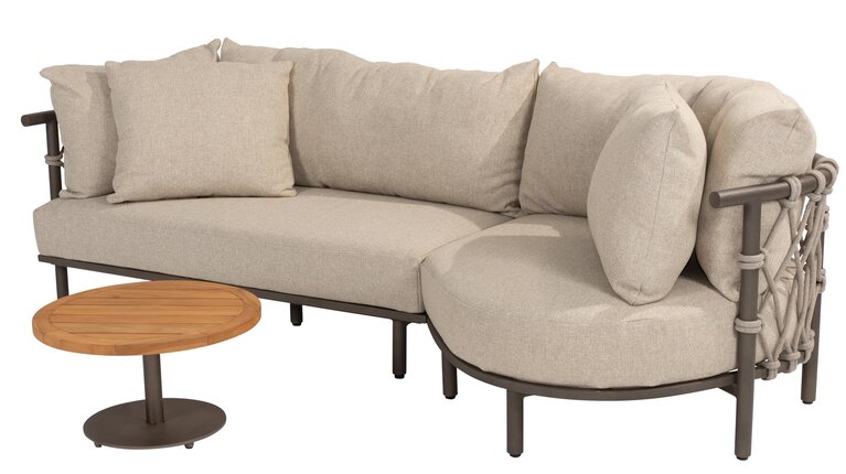 4so Ezra loungebank - loungeset 3dlg incl Volta coffeetable rope - frame terre