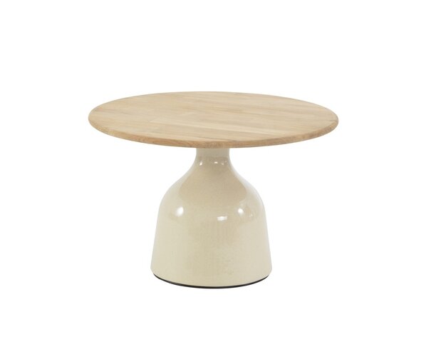 4so June coffeetable 60cm rond ceramic latte -teak