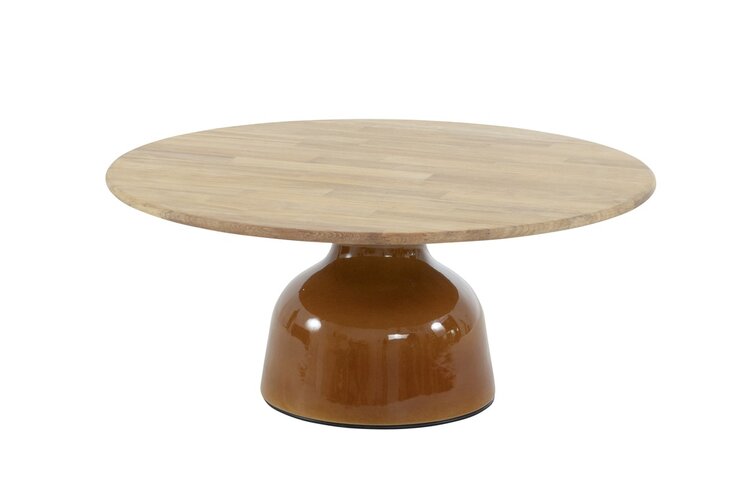 4so June coffeetable 80cm rond ceramic amber -teak - afbeelding 1