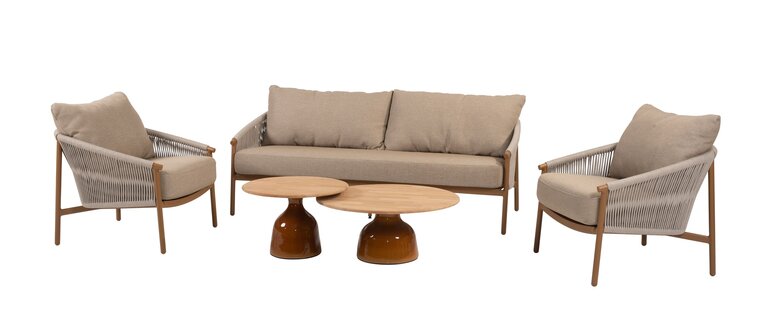 4so June coffeetable 80cm rond ceramic amber -teak - afbeelding 3