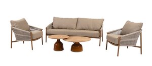 4so June coffeetable 80cm rond ceramic amber -teak - afbeelding 3