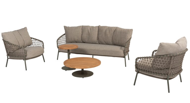 4so Jura 4-delige sofa loungeset rope - frame olive