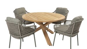 4so Jura 5-delige dining set rond rope - frame olive showroomverlater - afbeelding 1
