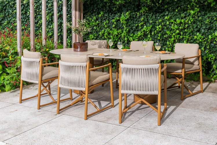 4so Marina 7- delige dining set Colorado oval - frame amber - afbeelding 8