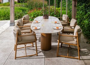 4so Marina 7- delige dining set Colorado rond - frame amber - afbeelding 7