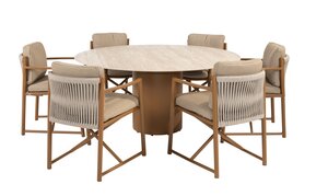 4so Marina 7- delige dining set Colorado rond - frame amber - afbeelding 2