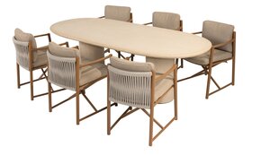 4so Marina 7- delige dining set Hampton oval - frame amber - afbeelding 1