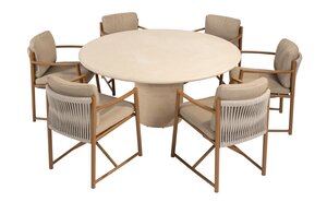 4so Marina 7- delige dining set Hampton round- frame amber