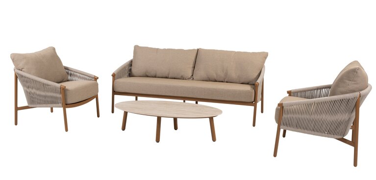 4so Milos 4-delige loungeset rope - frame amber