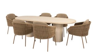 4so Molina 7-delige dining set Mortex ovaal rope - frame amber - afbeelding 2
