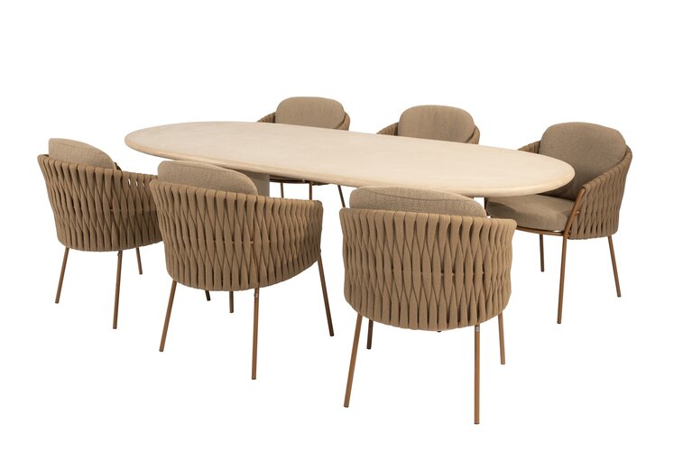4so Molina 7-delige dining set Mortex ovaal rope - frame amber - afbeelding 1