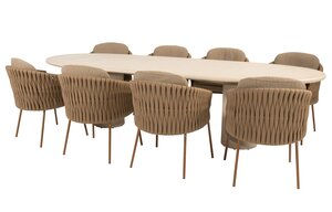 4so Molina 9-delige dining set Mortex ovaal rope - frame amber - afbeelding 1