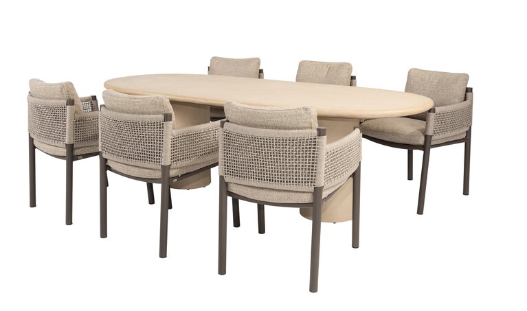 4so Savanne 7- delige diningset ovaal Mortex - frame terre