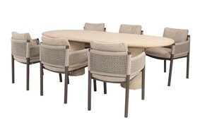 4so Savanne 7- delige diningset ovaal Mortex - frame terre - afbeelding 1